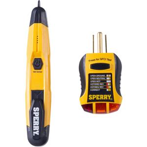 Sperry Instruments STK001 Non-Contact Voltage Tester (VD6504) & GFCI Outlet / Receptacle Tester (GFI6302) Kit, Electrical AC Voltage Detector, Yellow & Black