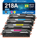 218A 4 Pack High Yield Toner Cartridges Replacement for HP 218A W2180A 218X Works with Color Laserjet Pro 3201dw MFP 3301cdw 3301fdw 3301sdw Printer （B/C/M/Y | HP 218A Toner Cartridges(NO CHIP)