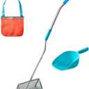 Sand Flea Rake - Commercial Grade Beach Rake for Sand, Shark Teeth Sifter with Heavy Duty 52" Ergonomic Handle - Large 16" Basket with Sharp Teeth - includes Bonus Mesh Bag and Sand Scoop
