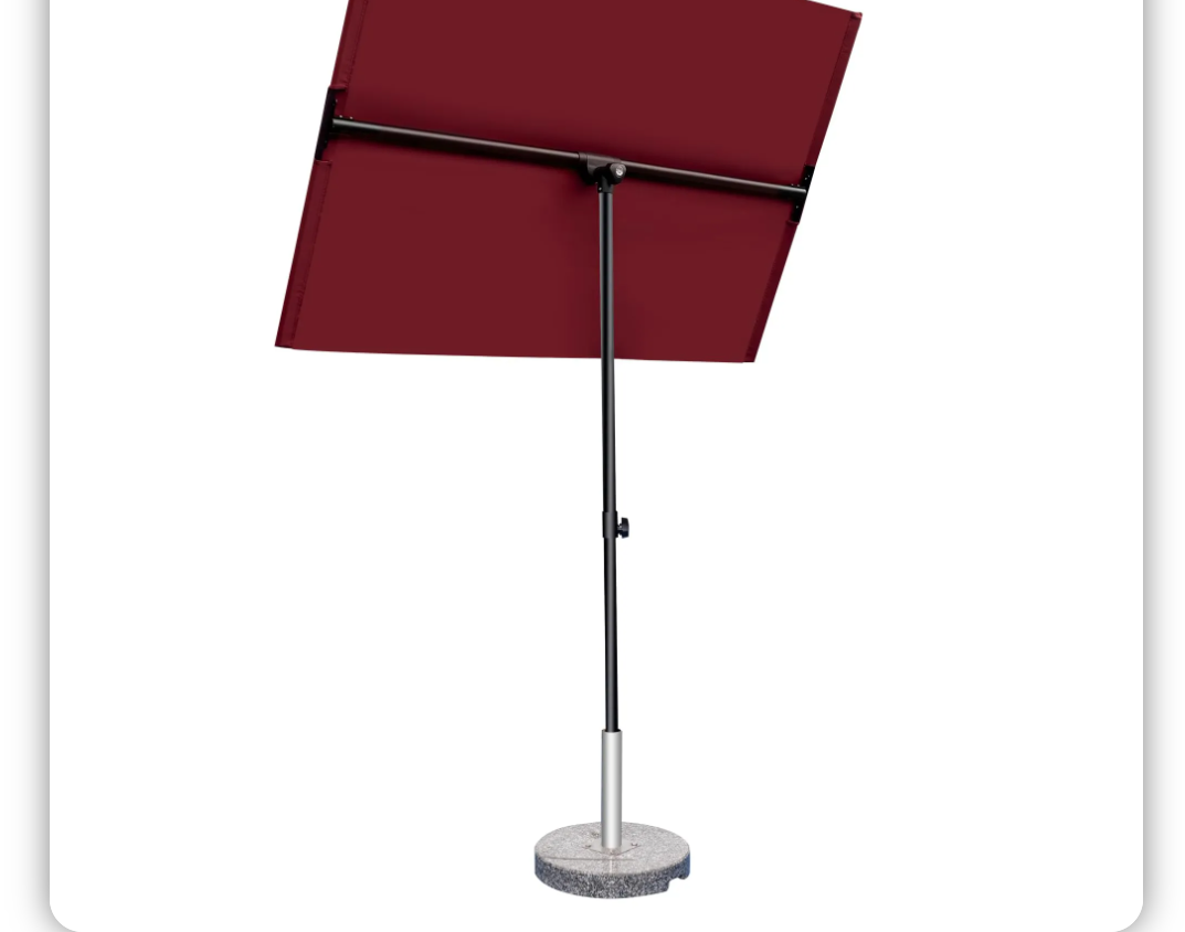 6×4 FT Red Balcony Umbrella with 360° Rotation – Rectangular Patio Shade for Apartments & Porches