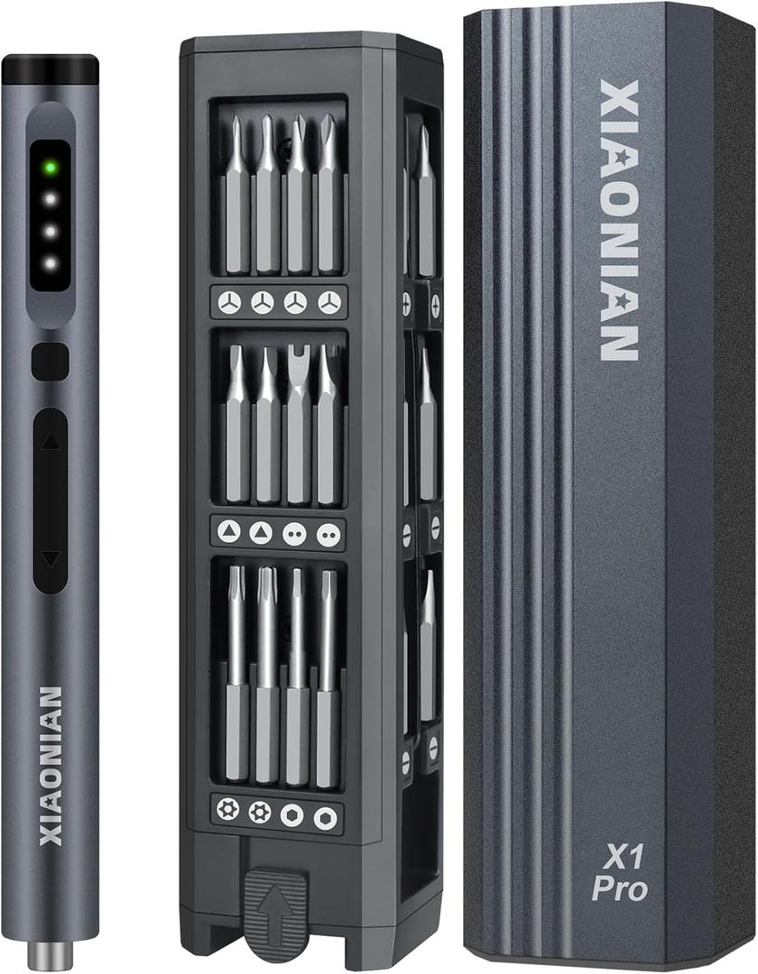 3.7V Precision Electric Screwdriver Set,50 IN 1 Small Power Magnetic Storage Mini Electric Screwdriver Cordless Set USB Charging Repair Tool Kit for Electronics Laptop Phone Camera Glasses Watch (Grey - Standard Version)