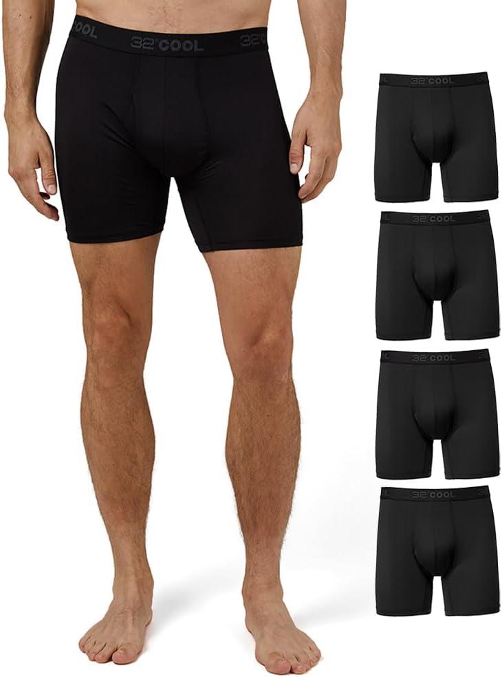 32 DEGREES Mens 4-Pack Active Mesh Quick Dry Performance Boxer Brief (Small)