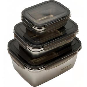 Stainless steel food storage containers leak proof & airtight lids for Kitchen,stainless steel bowl,meal prep lunch box,freezer and microwave safe (17/34/95 oz) (B30)