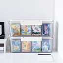 Yesesion 2 Pack Card Storage Box for Top Loader, Clear Display Case with Lid and Handle for Collectible Trading Baseball Football Game Card, Portable Art Crafts Organizer