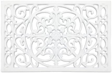 Sumnacon Cast Iron Trivet, 9.6 x 6.3 Inch Metal Trivet with Rubber Feets, Rustic Heat Resistant Iron Trivets for Hot Dish Pot Pan Plate Teapot for Kitchen Cooktop Dining Table, White