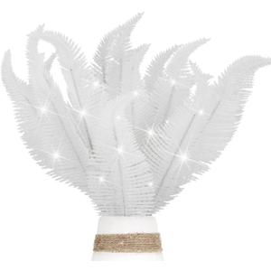 20 Pieces Artificial Christmas Glitter Leaves Branches Sparkly Fake Leaf Sprays for Christmas Tree Picks 10" Ornament Flower Arrangements DIY Crafts Wreaths and Holiday Decoration Tree Filler (White)