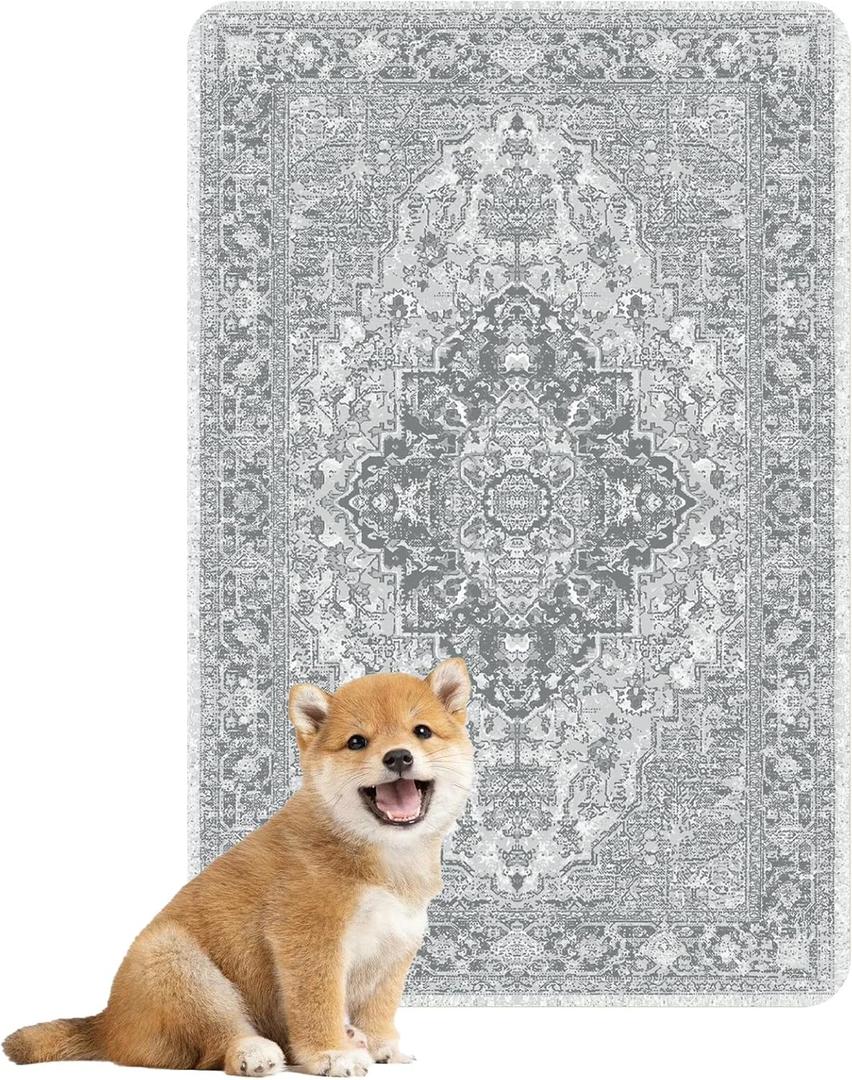 Nunubaby Washable Pee Pads for Dogs, Stylish, Non-Slip and Leak-Proof Pee Pads. Reusable Potty Pads for Dogs for Crates and Floors(Gray/Geo, 24" x36" )