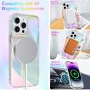 Cute Case for iPhone 14 Pro Max Case for Women Girls [ Compatible with Magsafe ] Clear Glitter Girly Aesthetic Rainbow Sparkly Bling Magnetic Phone Cover, Iridescent Geometry