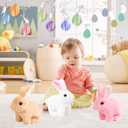 Easter Bunny Toy,Bunby Realistic Rabbit Toy,Easter Realistic Rabbit Toys,Interactive Plush Bunny,Realistic Bunny Can Walk and Talk,Lifelike Movements, Hops,Twitches & Wiggles Ears,Easter Gift(White)
