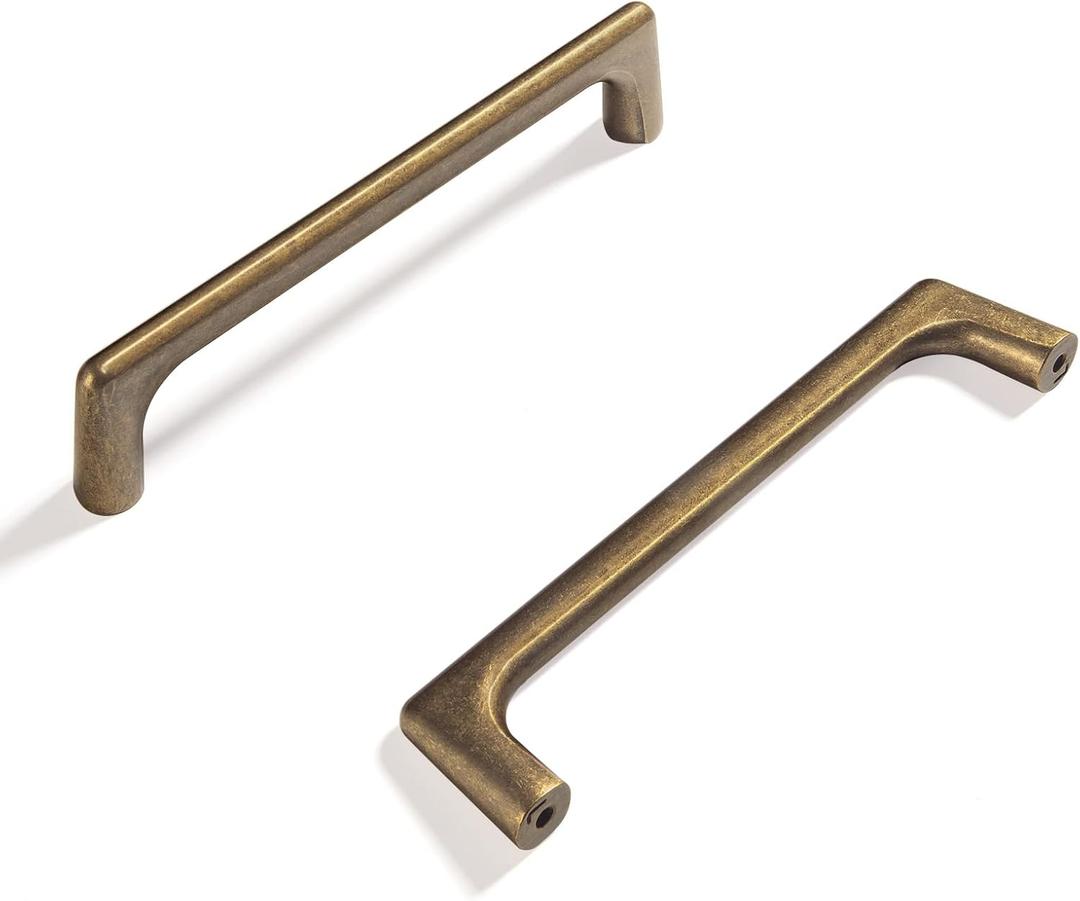 Goo-Ki Antique Brass Cabinet Pulls with 5''(128mm) Hole Centers, Retro Style Zinc Alloy Cabinet Handles for Dresser,Wardrobe,Cupboard- 2 Pack