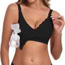 Vinfact Hands Free Pumping Bra Seamless Nursing Pump Bras Comfort Maternity Pumping Bras with Padding, Wireless (Large, Black)