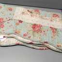 Greenland Home Fashions Antique Rose - Classic Traditional Floral - 100% Cotton Quilted Throw Blanket, 50 x 60 inches, Blue