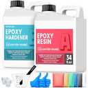 NASUBI Epoxy Resin Kit - 68OZ Crystal Clear Resin for Crafts, Mold, Wood, Jewelry Making, Art Casting Resin for Art, NO Bubble, 2 Part Clear Epoxy with Silicone Cups, Sticks, Pigment