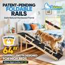 Dog Ramp for Bed with Rails, 64" Long Foldable Pet Ramp for Small Large Dogs, Dog Ramps for High Beds with Safety Side Railng, 6 Adjustable Heights 24" to 30" Up to 220LBS (Black, 64" X 17inch)