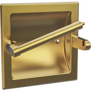 Recessed Gold Toilet Paper Holder, in Wall Toilet Paper Holder Pivoting, Gold Wall Mount Toilet Paper Roll Holder, Bathroom Brushed Brass Stainless Steel Tissue Holder, Brushed Brass, 1