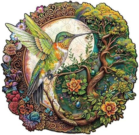 Jigfoxy Wooden Puzzles for Adults, Yin Yang Hummingbird Wood Puzzles Adult, Unique Animal Shape Wooden Jigsaw Puzzles for Adults, Birthday Gifts for Puzzle Lovers, Family (XL-17.3 * 16.9in-560pcs)