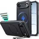 ESR for iPhone Air Case with Stash Stand, 7X Military-Grade Drop Protection, Camera Control, Shock-Absorbing iPhone 17 Air Phone Rugged case, Compatible with MagSafe Accessories, Cyber Series, Black