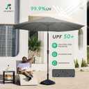 JEAREY 9FT Outdoor Patio Umbrella Outdoor Table Umbrella with Push Button Tilt and Crank, Market Umbrella 8 Sturdy Ribs UV Protection Waterproof for Garden, Deck, Backyard, Pool (Dark Gray)