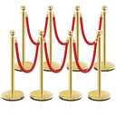 Velvet Poles and Rope,Rope Safety Barriers, Waterproof and Rustproof Set for Theaters, Hotels, Clubs, Museums, 8 Pieces