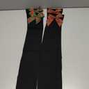 WiliW 2 Pairs Christmas Thigh High Stockings Plus Size, Red White Striped Over Knee High Socks for Women(Black Bow)