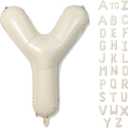 Cream J,S,A,W,P,T,Y,E,T  Letter Balloons, 40 Inch Alphabet Foil Name Beige Balloon, Large Self Inflating Balloon Letters Y, White Sand Mylar Helium Custom Letter Balloon for Girls Birthday Party Baby Shower Decoration