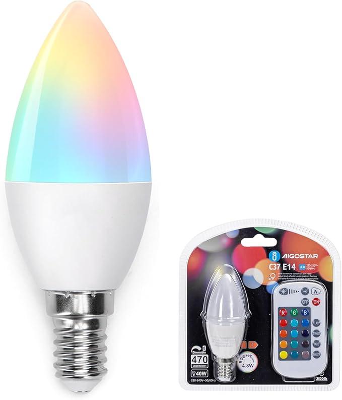 ANWIO Smart Light Bulbs, Smart Candelabra LED Bulb, Smart Chandelier Light Bulbs, 4.9W (40W Equivalent) 470LM, E12 Smart Bulbs, Compatible with Alexa Google, Only 2.4GHz WiFi No Hub Required, 1Pack