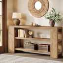 Tribesigns 70.9-Inch Extra Long Console Table with Storage, Narrow Wooden Sofa Table Behind The Couch, Farmhouse 3-Tier Entry Foyer Table for Entryway, Living Room, Hallway (Natural)