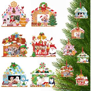 WILLBOND 36 Pack Christmas DIY Picture Frames Craft Kit Xmas Tree Photo Frames Ornaments with Stickers for Xmas Winter Holiday Party Activities Favor(Gingerbread House)