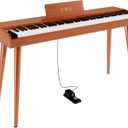 digital Piano 88 Key Semi Weighted Keyboard,Full-size Electric Piano for Beginners,with Sheet Music Stand,Pedal,Power Adapter,Headphone Mode,USB-MIDI (KU-3506 Digital Piano with Stand) (brown)
