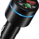 FM Transmitter for Car Bluetooth 5.3, [All-Metal] PD 30W & QC3.0 18W Fast Car Charger, Wireless FM Radio Car Kit Bluetooth Car Adapter, Noise Cancelling Hands-Free Call, Blue Light - Black