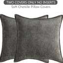 Stellhome Pack of 2, Soft Chenille Soild Throw Pillow Covers Accent Cushion Case Boho Farmhouse Neutral Decorative Pillowcase for Couch Sofa Bedroom Living Room Home Decor 16 x 16 Inch, Dark Grey