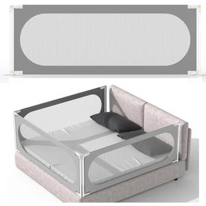 Baby Bed Rail with Safety Y-Strap Extra Long Twin Full Queen King Size Infants Toddlers Guardrail with Reinforce Anchor (Grey, 78 inch)