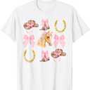 Western Girl Country Rodeo Pink Cowgirl Horse Coquette Bow T-Shirt