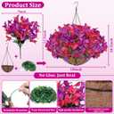 Artificial Fake Hanging Flowers Plants Baskets for Outdoors, Faux Silk Bougainvillea in Planter UV Resistant Realistic Spring Summer Decoration for Outside Porch Patio Yard Home Decor (Purple Hotpink)