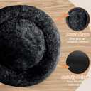 JOLLYVOGUE Calming Dog Bed Medium Size Dog, 31in Donut Washable Medium Pet Bed, Anti-Slip & Anti-Anxiety Fluffy Faux Fur Round Dogs Bed, Fits up to 45 lbs Pets (Black)