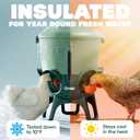 Omlet Insulated Chicken Waterer, 3 Gallon | Automatic Poultry Water Dispenser with 5 Cups & Nipples Included | BPA-Free | Anti-Roost Lid | Sage Green
