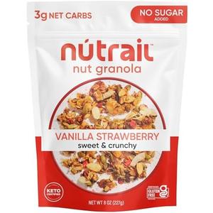 Pack of 2 NuTrail Nut Granola Cereal, Vanilla Strawberry, No Sugar Added, Keto, Low Carb, Gluten Free, Grain Free, Healthy Breakfast 8 oz. 1 Count, BB 10/17/2025
