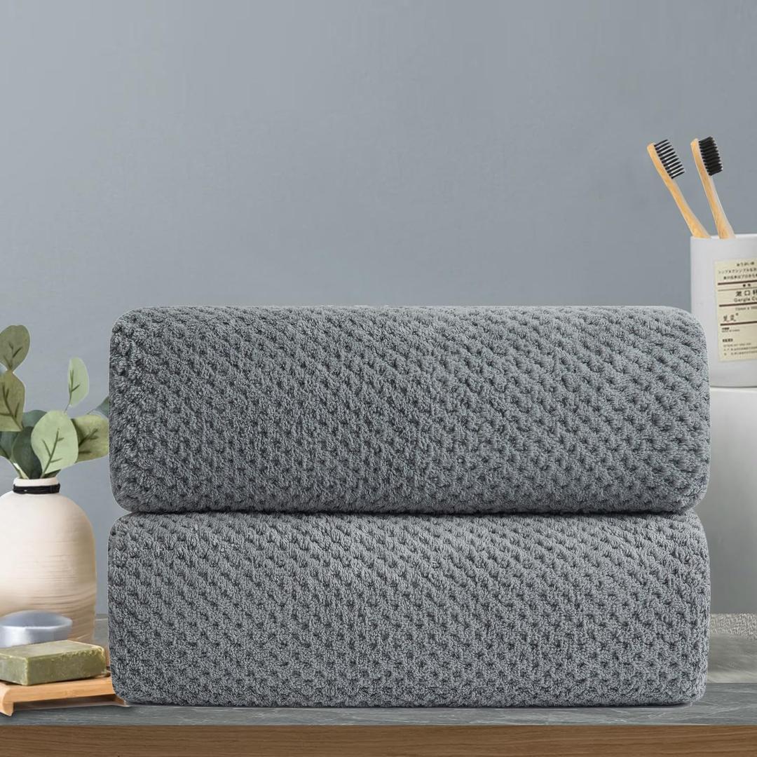 Hand Towels Set 2 Pack-16x31,Ultra Soft Microfibers Bathroom Towel Set Highly Absorbent Quick Dry Luxury Premium Towel Lightweight Durable Hand Towel Collection for Hotel Spa Gym Kitchen,Grey (Gark Gray)