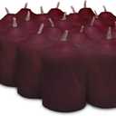 Burgundy Mulberry Scented Votive Candles - 15 Hour Long Burn Time - Textured Finish - Box of 20