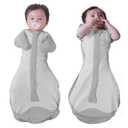 BABELIO Baby Swaddle Temp-Sensing Detachable Zip Sleeves Transitional Swaddle 2-Way Zipper Infant Sleep Sack 3-6 Month Dark Gray M (13-19lbs)