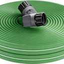 75 FT Water Saving Flat Soaker Hose with 20 Stakes for Garden Lawn - Durable Irrigation Tubing with Multi Directional Sprinkler Spray Up to 8 FT Range