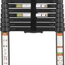 RIKADE Telescopic Ladder, 8.5 ft Aluminum Telescoping Ladder with Non-Slip Feet and Stable Hook, Portable Extension Ladder for Household and Outdoor Working, Max Load 330 lb, Black