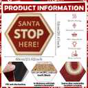 Dunzy Christmas Doormat Santa Stop Here Welcome Floor Mat Winter Outdoor Rugs Decorative Xmas Non Slip Doormat for Front Decor Home Entrance Indoor Outdoor, 20.5 x 23.5 Inch
