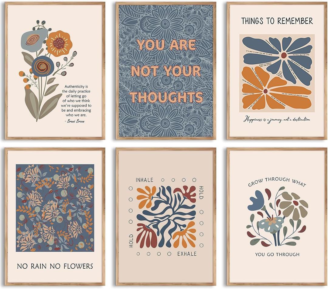 Mental Health Wall Art Poster Motivational Canvas Wall Decor Therapy Office Poster Decor Boho Inspirational Prints Psychology Positive Quotes Pictures Artwork for Classroom 12x16x6 Inch Unframed