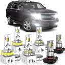 Fog Bulbs Fit for Chevy Tahoe 2007-2015, Latest&Brightest High&Low Beam Fog Light Bulbs Combo 800% Brightness 6000K Cool White, CANbus Ready, Plug and Play, Pack of 6