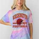 IZYJOY Women Football Shirt Vintage Game Day T-Shirt Sunday Funday Tee Tie Dye Football Season Short Sleeve Tops (L)