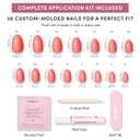 Glamnetic Press On Nails - Angelic Touch Spring Nails | Short Oval Fake Nails in a Delicate Nude Base with White French Tips and a Velvet Finish | 15 Sizes - 30 Nail Kit with Glue