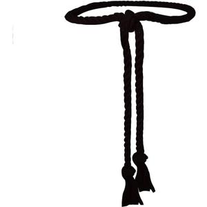 Simple Cotton long Waist Rope Tie Belt Medieval Plus Size For Girl Women Dresses Pants with Tassels Braided Woven (Black)