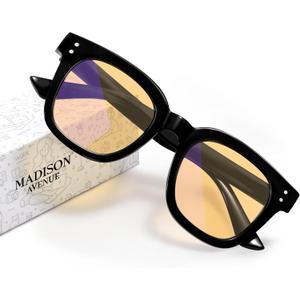 Madison Avenue Blue Light Blocking Computer Glasses Oversized Blue Light Glasses for Women Men Anti Eyestrain & UV Protection Gaming Eyeglasses(Black)