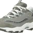 Skechers Women's D'Lites - Me Time Lace Up Fashion Sneakers, Grey / White, 9 Wide